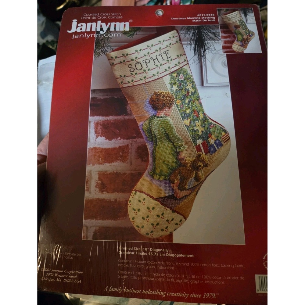 Janlynn Counted Cross Stitch Kit-Christmas Morning Stocking #015-0238 NEW SEALED
